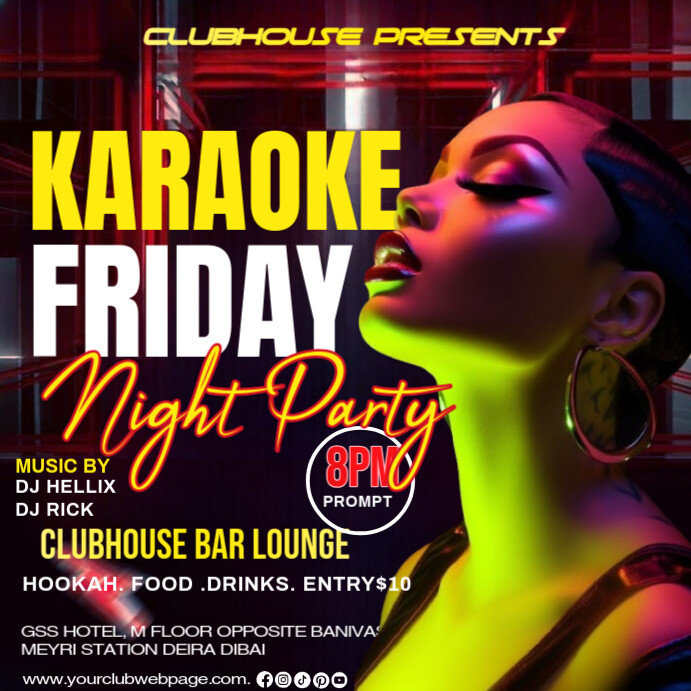 Black Maximalist Karaoke Friday Night Party  Instagram Post template