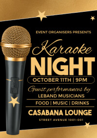 Black Maximalist Karaoke Night Flyer  A3 template