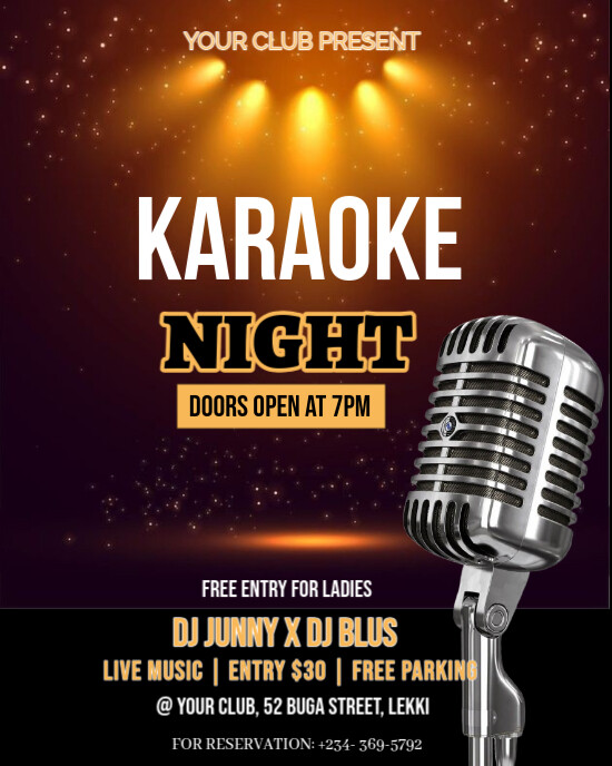 Black Maximalist Karaoke Night Flyer Instagram Portrait template