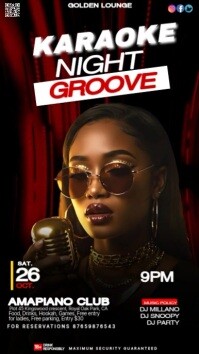 Black Maximalist Karaoke Night Groove  Digital Display (9:16) template