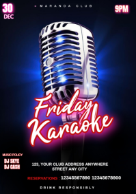 Black Maximalist Karaoke Night Party A3 template