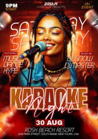 Red Karaoke Night Event A3 Template