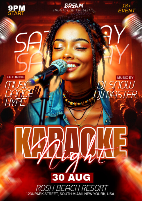 Black Maximalist Karaoke Night Party A3 template