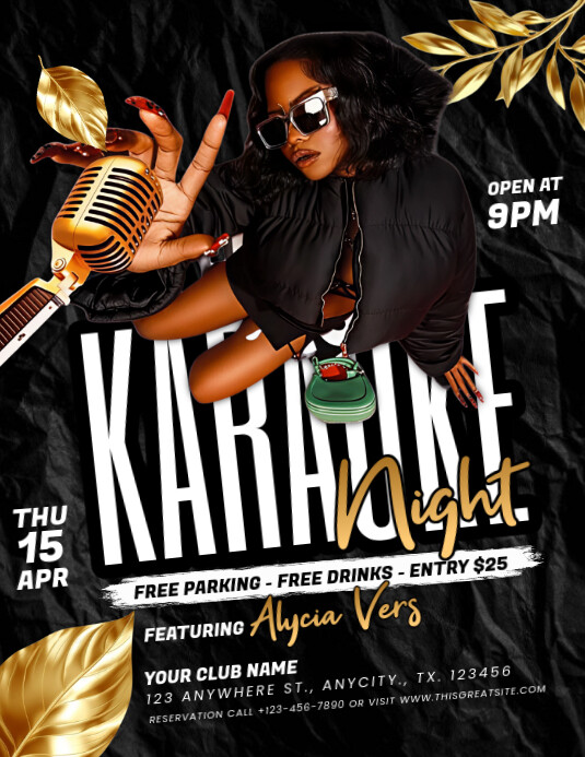 Black Maximalist Karaoke Night Party Flyer (us Letter) template
