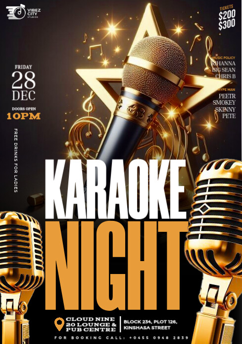 Black Maximalist Karaoke Night Party Flyer A4 template