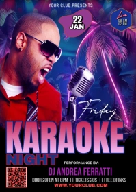 Black Maximalist  Karaoke Night Party Flyer  A6 template