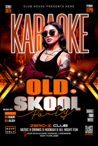 Black Maximalist Karaoke Old Skool Party Banner 4' × 6' template