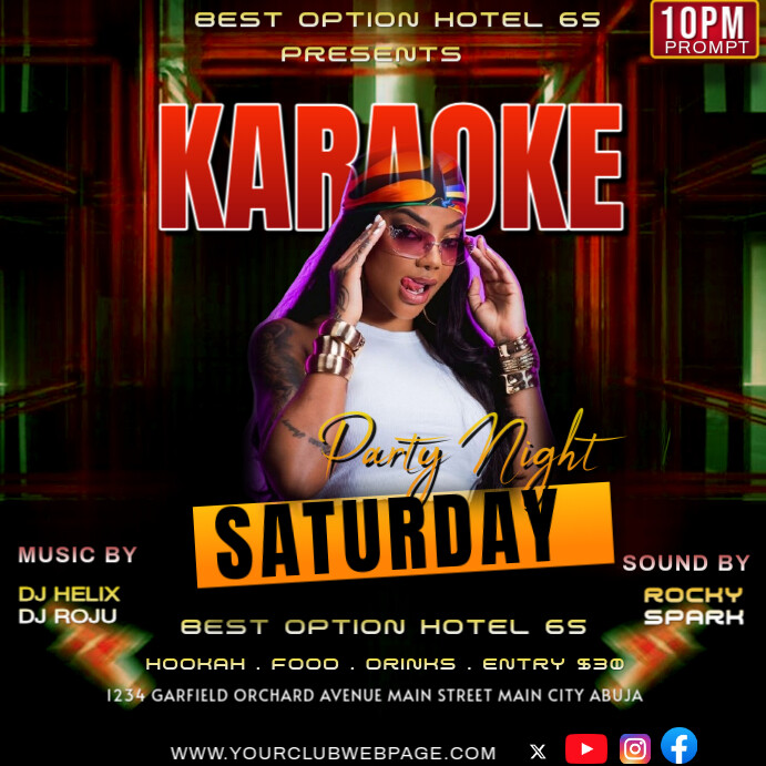 Black Maximalist Karaoke Saturday Night Party  Instagram Post template