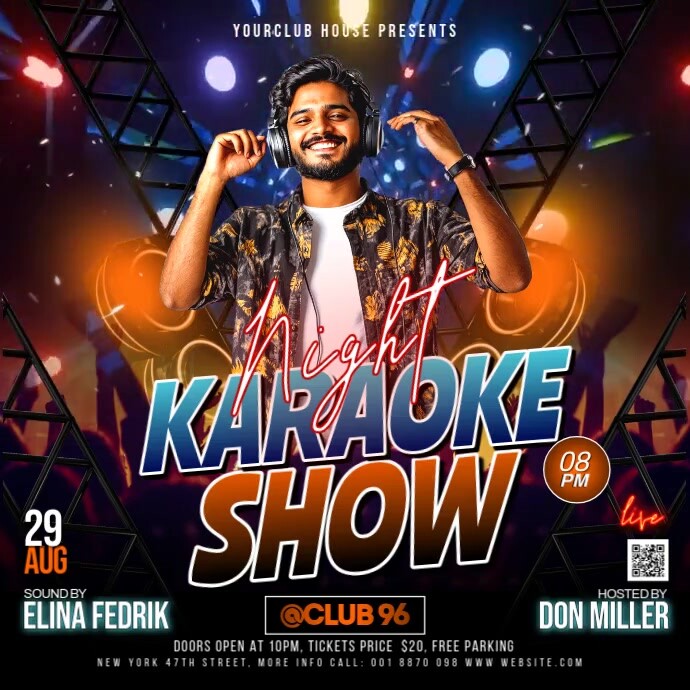 Black Maximalist Karaoke Show Night Video Ads Flyer Instagram Post Instagram-opslag template