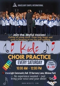 Black Maximalist Kids Choir Practice A4 template