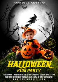 Black Halloween Kids Party A3 Template