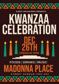 Black Maximalist Kwanzaa Celebration Flyer A3 template