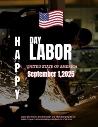 Black Maximalist Labor Day Flyer (us Letter) Volante (Carta US) template