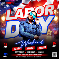 สีดำ Labor Day Party Publicación de Instagram Template