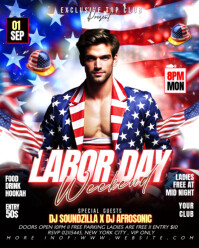 Black Maximalist Labor Day Party Invitation Design Instagram Portrait template