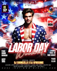 Black Maximalist Labor Day Party Invitation Design Instagram Portrait template