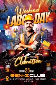 Black Maximalist Labor Day Poster template