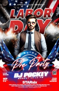 Black Maximalist Labor Day Weekend Party Editable Template Tabloid