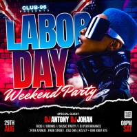 Black Maximalist Labor Day Weekend Party Flyer Instagram Post Instagram-opslag template