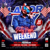 Black Maximalist Labor Day Weekend Party Flyer Instagram Post template