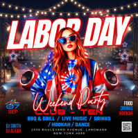 Zwart Labor Day Weekend Party Instagram Post Template