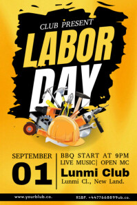Black Maximalist Labour Day Party Flyer  Banner 4' × 6' template