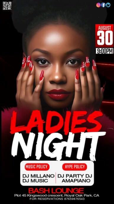 Black Maximalist Ladies Night Bash Digital Display (9:16) template