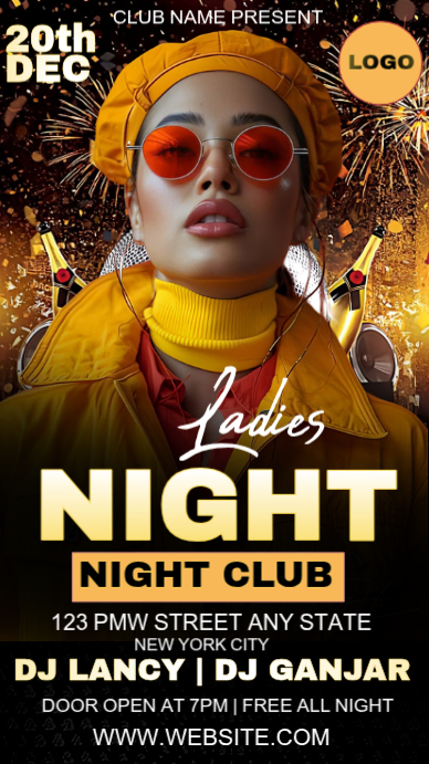Black Maximalist Ladies Night Club Party Instagram Story Template ...