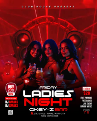 Red Ladies Night Event Instagram Portrait Template