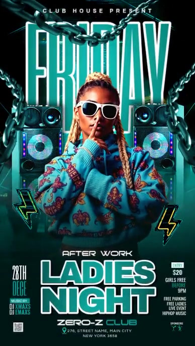 Black Maximalist Ladies Night Club Party Instagram Story Template ...