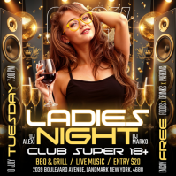 Black Maximalist Ladies Night Event Instagram Post Instagram-bericht template