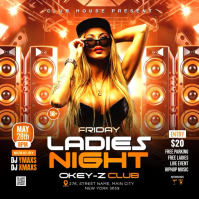 Black Maximalist Ladies Night Event Square Video Vierkant (1:1) template