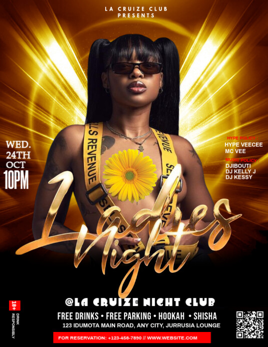 Black Maximalist Ladies Night  Flyer (us Letter) template