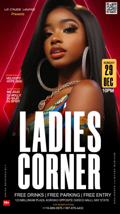 Black Maximalist Ladies Night Instagram Story Template | PosterMyWall