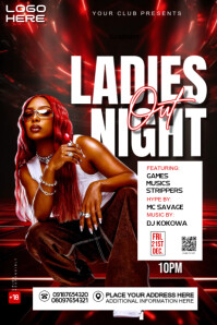 Black Maximalist Ladies Night Out Party Flyer  Poster template