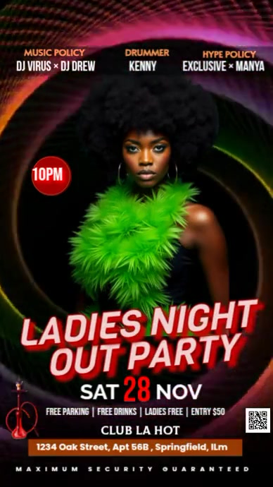 Black Maximalist Ladies Night Out Party Instagram Story Template ...