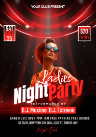 Black Maximalist Ladies Night Party A1 template