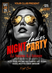 Black Maximalist Ladies Night Party A1 template