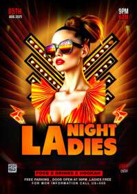 Black Maximalist Ladies Night Party A4 template