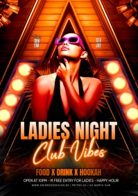 Black Maximalist Ladies Night Party A4 template