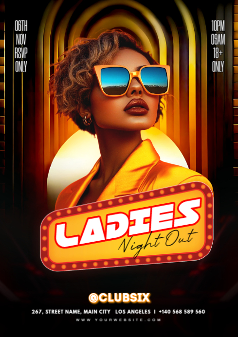 Black Maximalist Ladies Night Party A4 Template | PosterMyWall