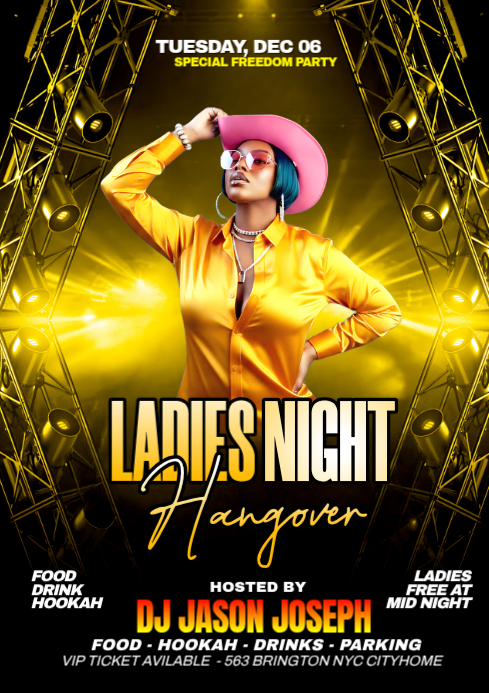 Plantilla de Black Maximalist Ladies Night Party A4 | PosterMyWall