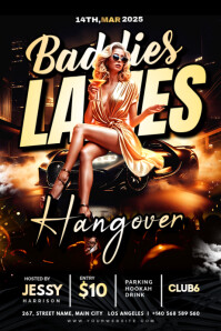 Black Maximalist Ladies Night Party Banner 4' × 6' template