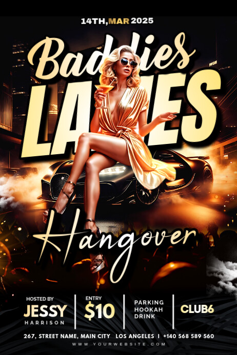 Black Maximalist Ladies Night Party Banner 4' × 6' template