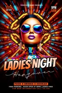 Black Maximalist Ladies Night Party Banner 4' × 6' template