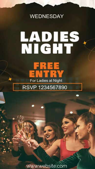 Black Maximalist Ladies Night Party Event Instagram Story Template ...