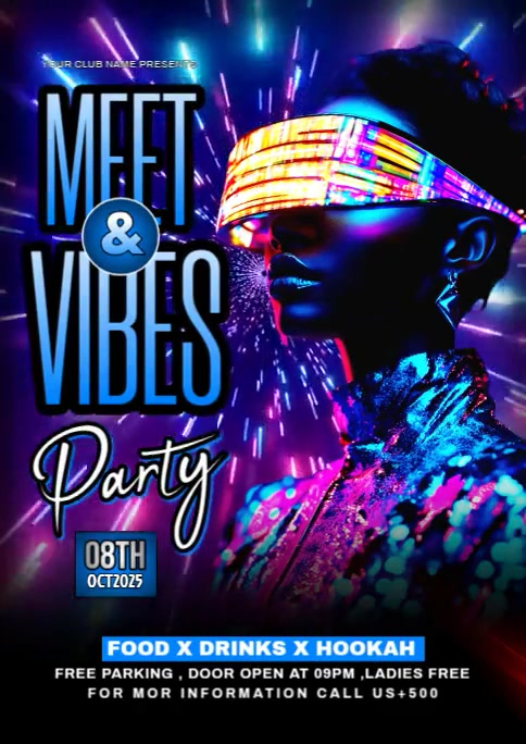 Black Maximalist Ladies Night Party Flyer A6 template