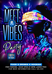 Black Maximalist Ladies Night Party Flyer  A6 template