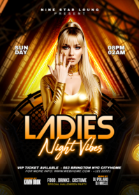 Black Maximalist Ladies Night Party Flyer A6 template