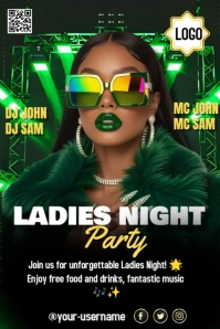 Black Maximalist Ladies Night Party Flyer Template  Pinterest Graphic